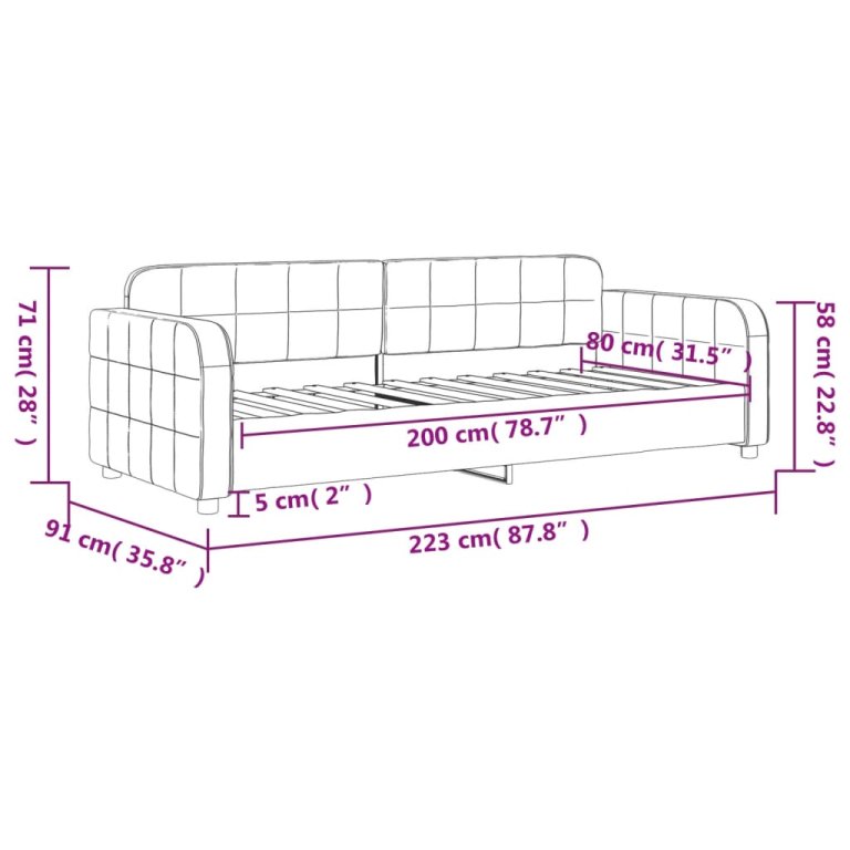 Dnevni krevet tamnosivi 80 x 200 cm baršunasti