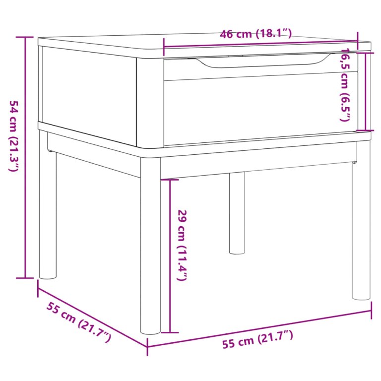 Stolić za lampu FLORO bijeli 55 x 55 x 54 cm od borovine