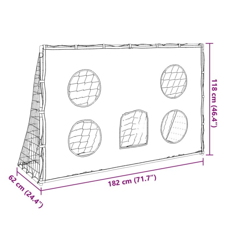 Dječji nogometni gol s podlogom za metu i loptom 182x62x118 cm