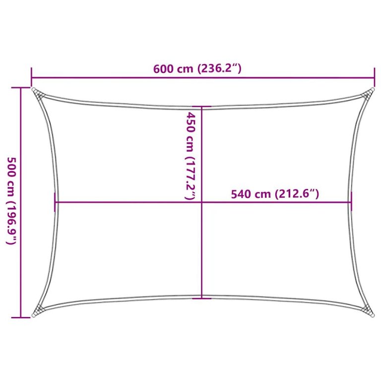 Jedro za zaštitu od sunca 160 g/m² pravokutno plavo 5x6 m HDPE