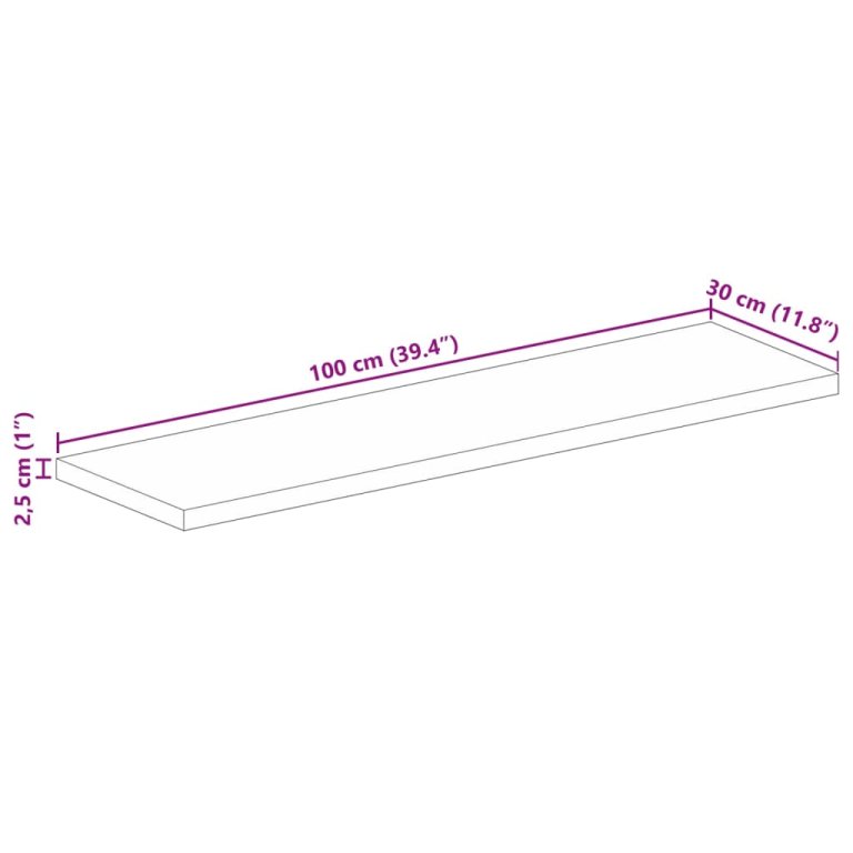 Stolna ploča 100x30x2,5 cm pravokutna masivno grubo drvo manga