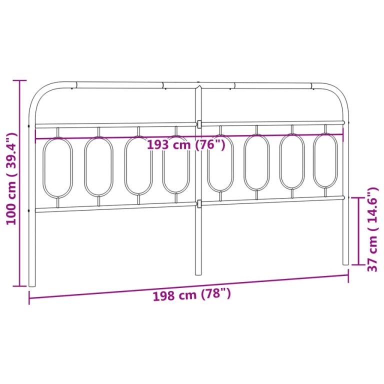 Metalno uzglavlje crno 193 cm