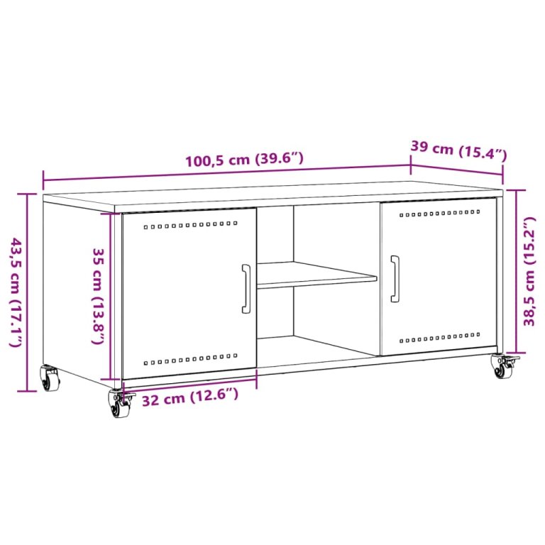 TV ormarić maslinastozeleni 100,5 x 39 x 43,5 cm čelični