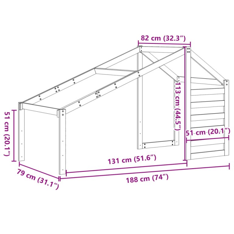 Krov za dječji krevet voštano smeđi 188 x 82 x 113 cm borovina