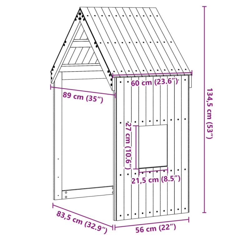 Krov za dječji krevet bijeli 60x89x134,5 cm masivna borovina