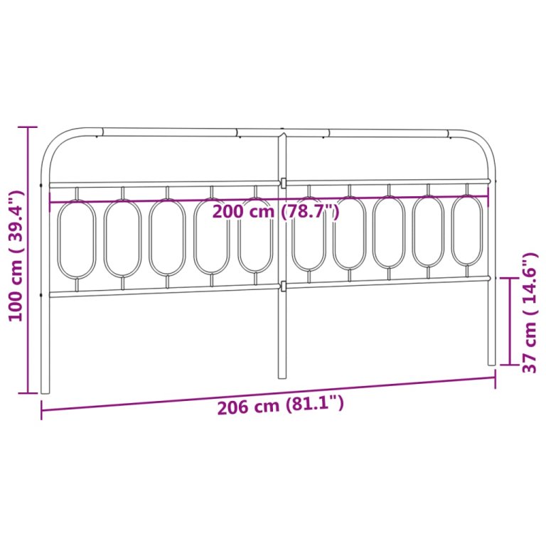 Metalno uzglavlje bijelo 200 cm