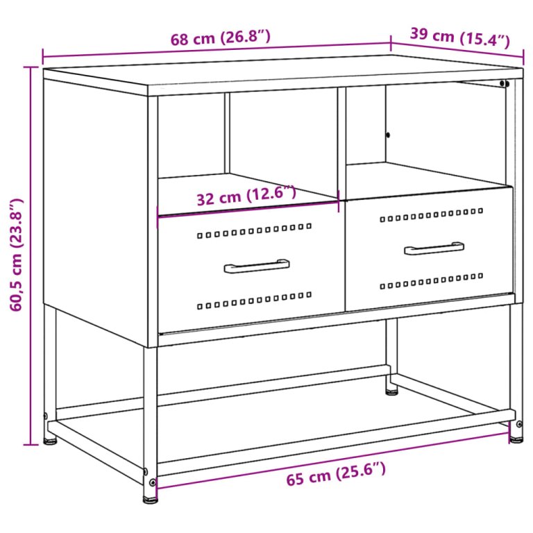 TV ormarić crni 68x39x60,5 cm čelični