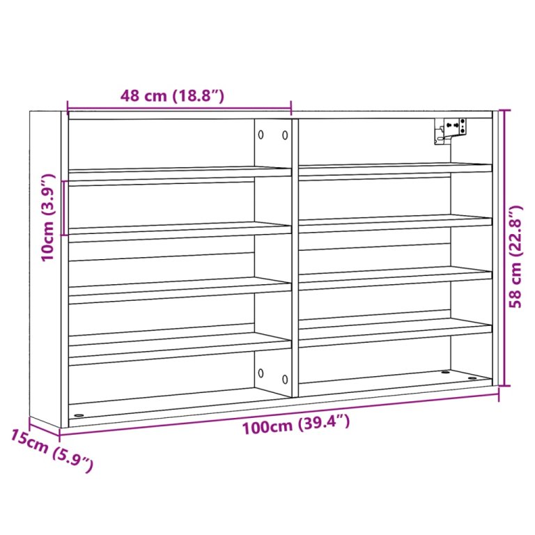 Vitrina boja smeđeg hrasta 100x15x58 cm od konstruiranog drva