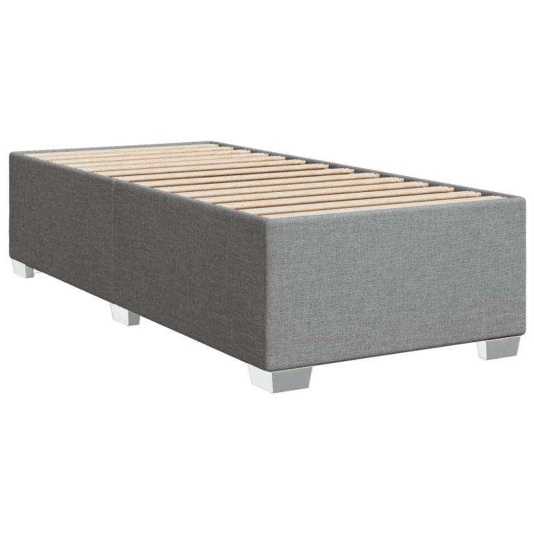 Box spring krevet s madracem svjetlosivi 90x190 cm od tkanine