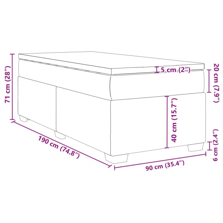 Box spring krevet s madracem svjetlosivi 90x190 cm od tkanine