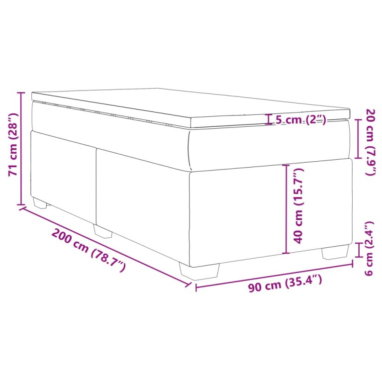 Krevet s oprugama i madracem smeđesivi 90x200 cm od tkanine