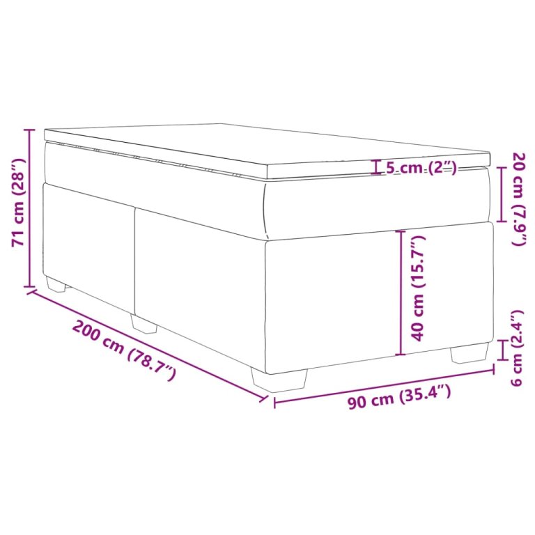 Krevet s oprugama i madracem crni 90x200 cm od tkanine