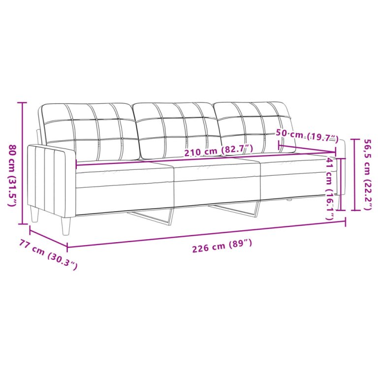 Trosjed od tkanine svjetložuti 210 cm