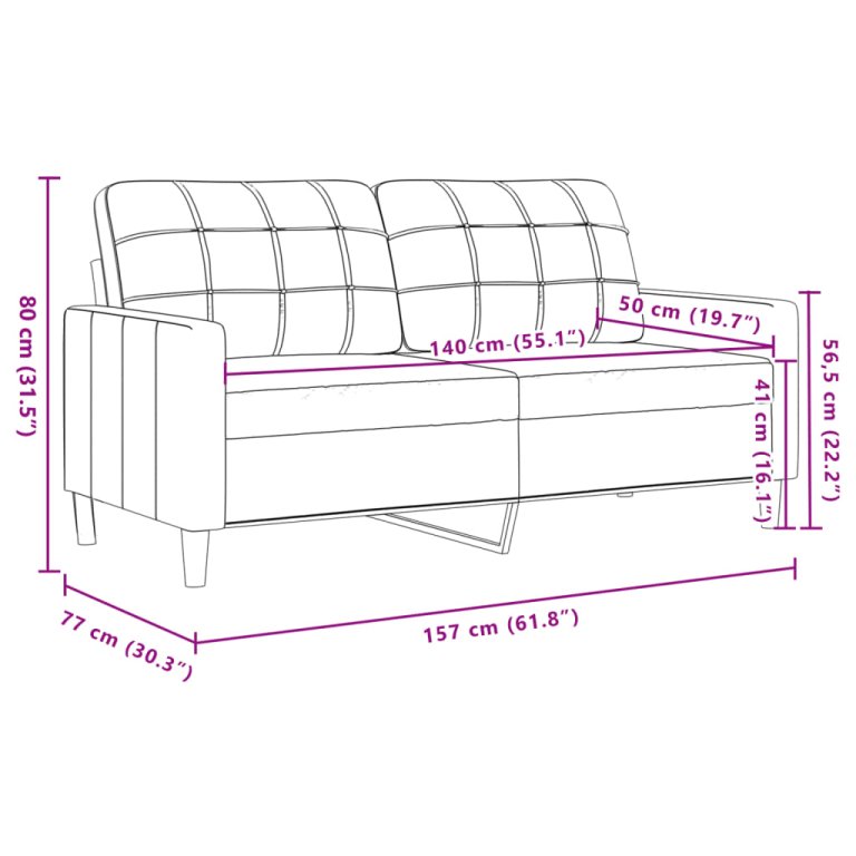 Dvosjed Svjetlosiva 140 cm baršunasti