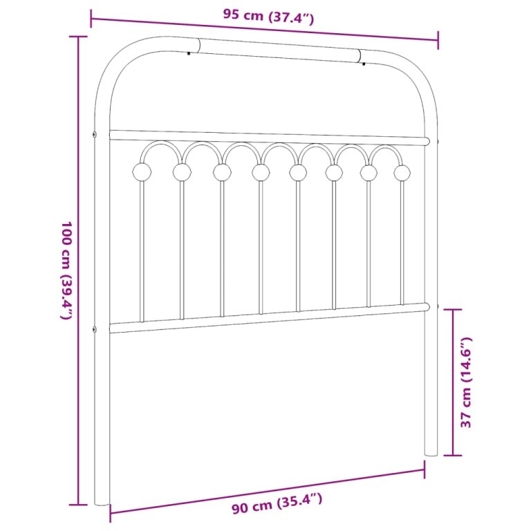 Metalno uzglavlje bijelo 90 cm