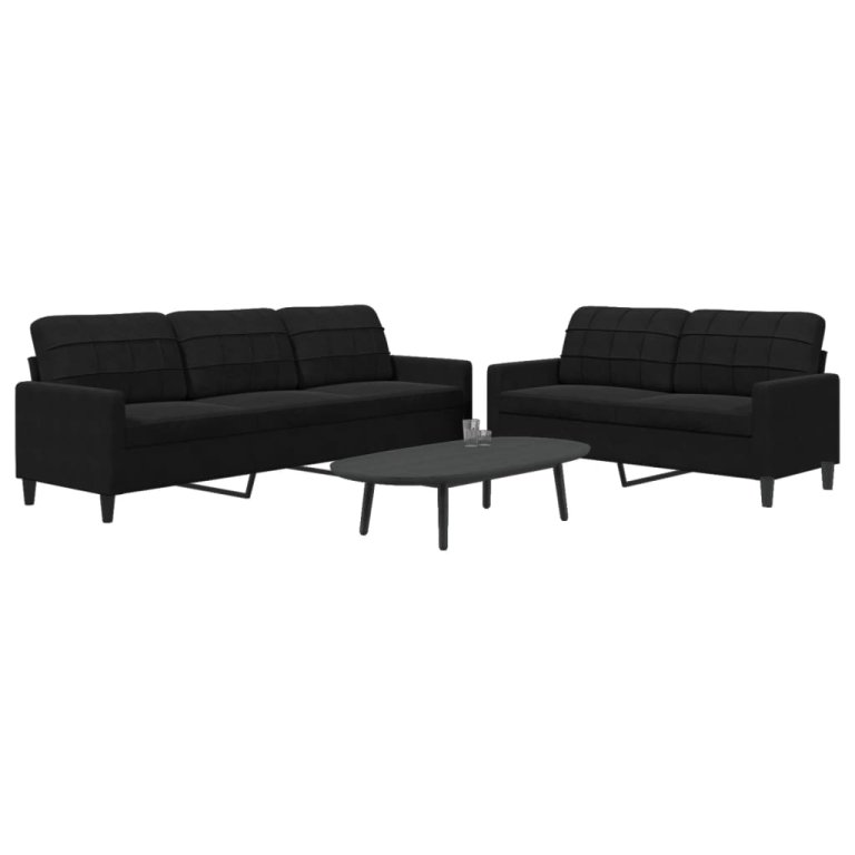 2-dijelni set sofa s jastucima crni baršunasti