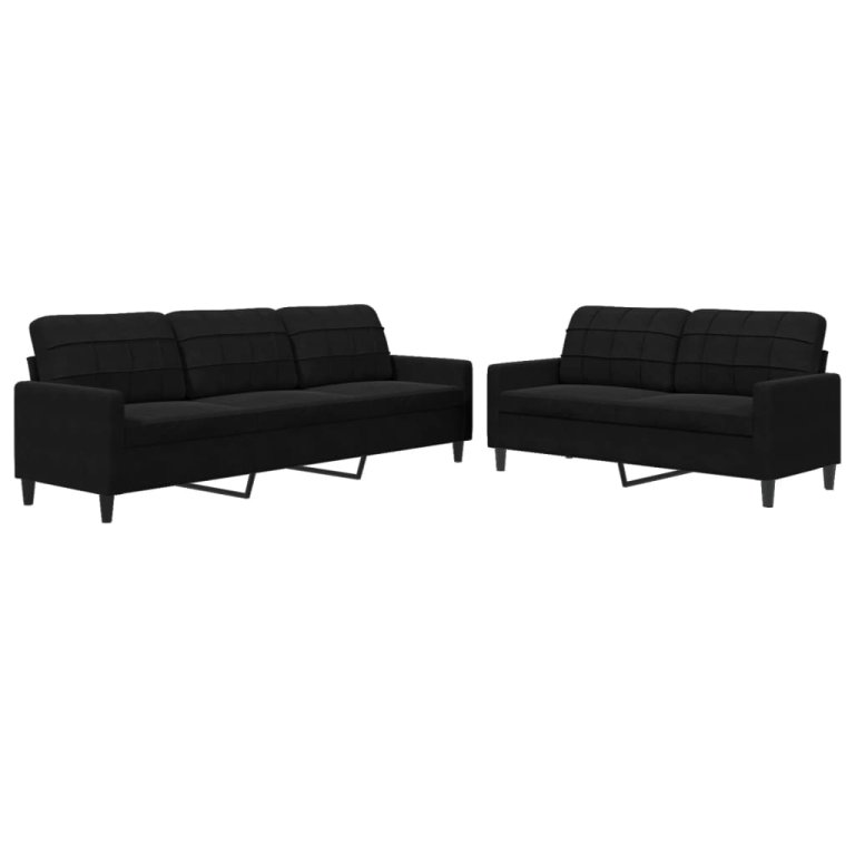 2-dijelni set sofa s jastucima crni baršunasti