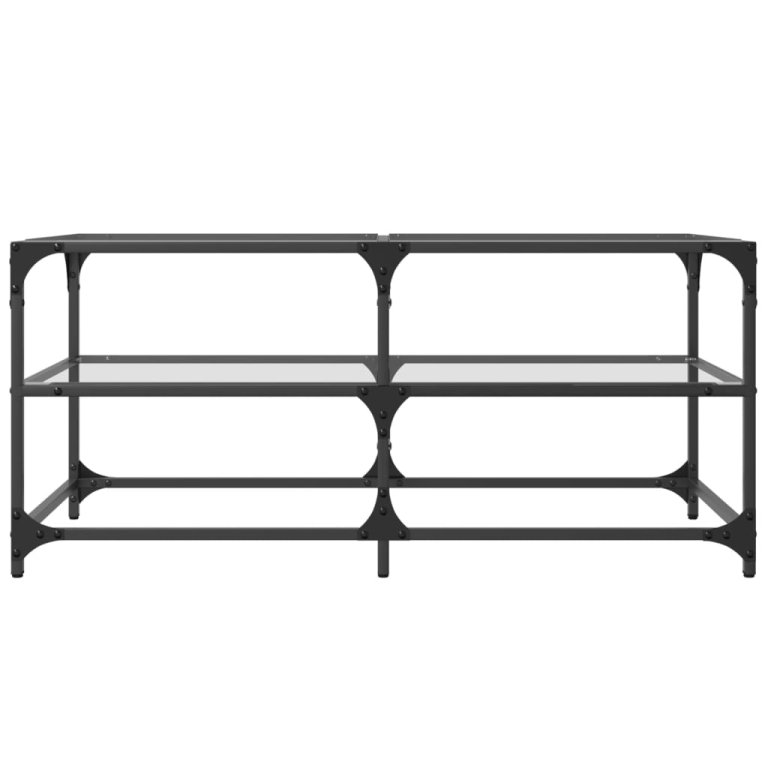 Stolić s prozirnom staklenom površinom 98,5x50x45 cm čelik