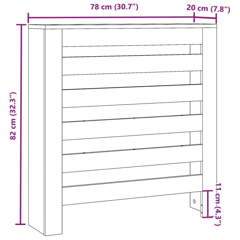 Pokrov za radijator crni 78 x 20 x 82 cm konstruirano drvo