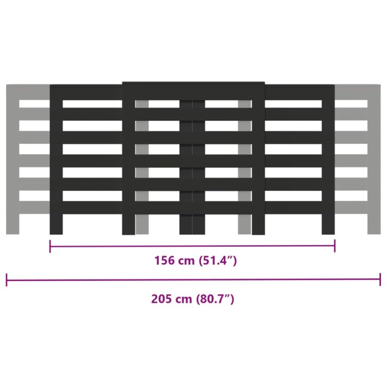 Pokrov za radijator crni 205x21,5x83,5 cm konstruirano drvo