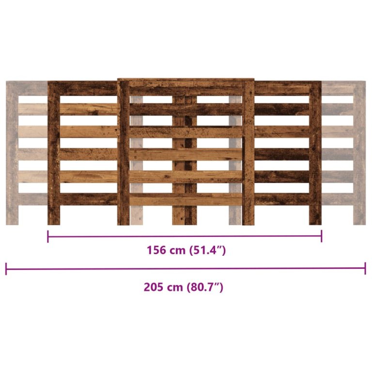 Pokrov za radijator boja staro drvo 205x21,5x83,5 cm drveni