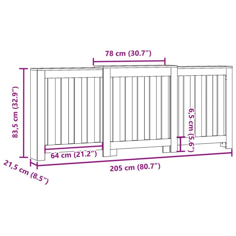 Pokrov za radijator boja artisian hrast 205x21,5x83,5 cm drveni