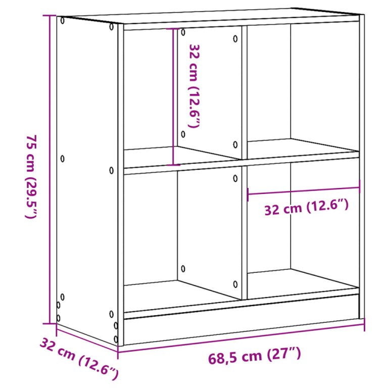 Regal za knjige crni 68,5x32x75 cm konstruirano drvo