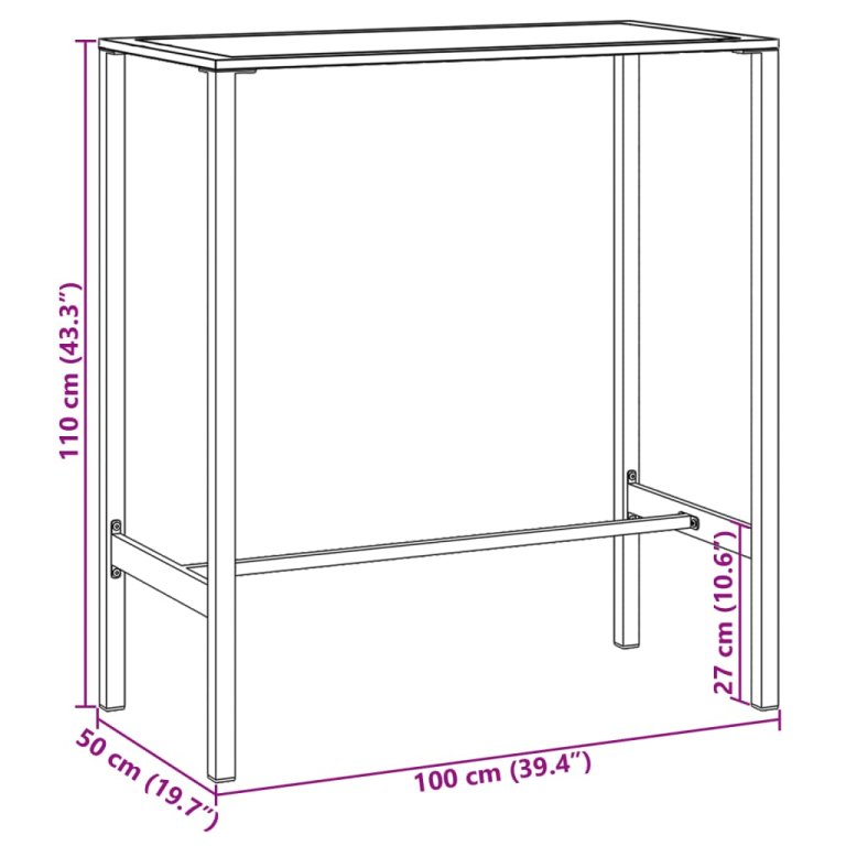 Barski stol crni 100 x 50 x 110 cm od čelika obloženog prahom