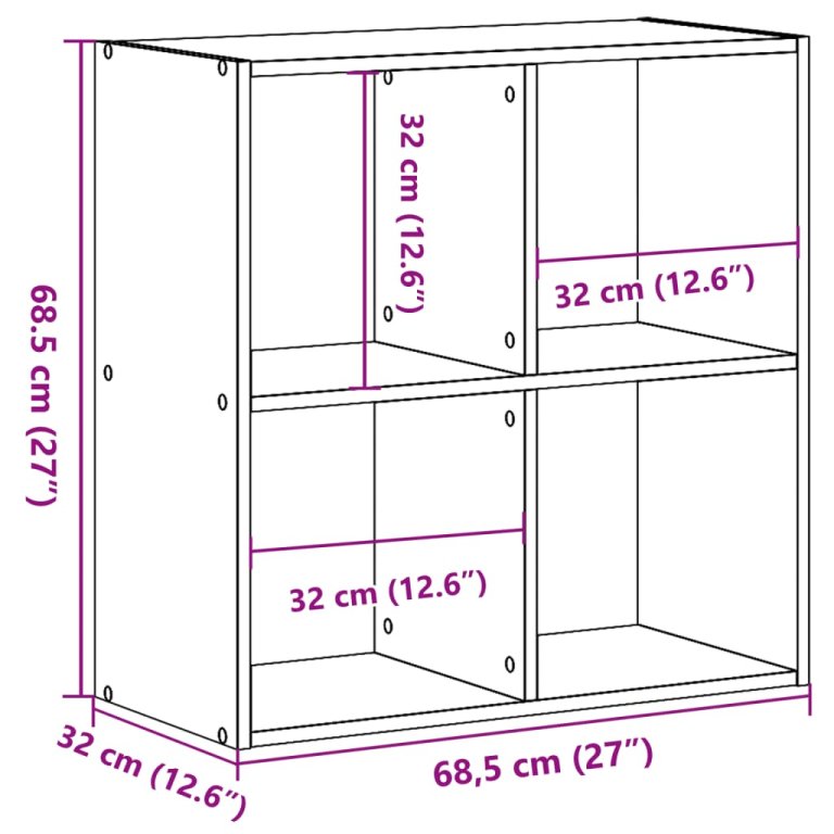 Regal za knjige boja hrasta 68,5x32x68,5 cm konstruirano drvo