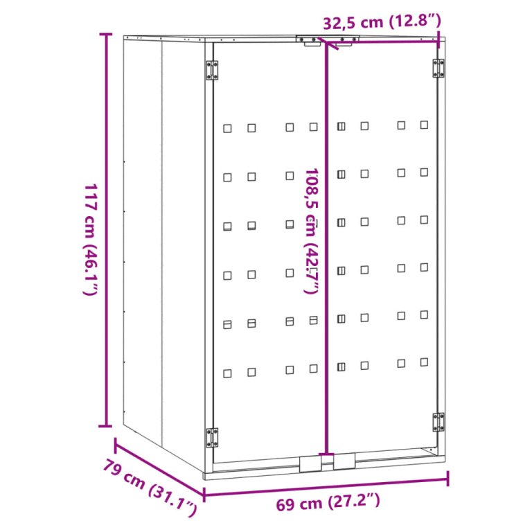 Spremište za jednu kantu za otpad antracit 69x79x117 cm čelično