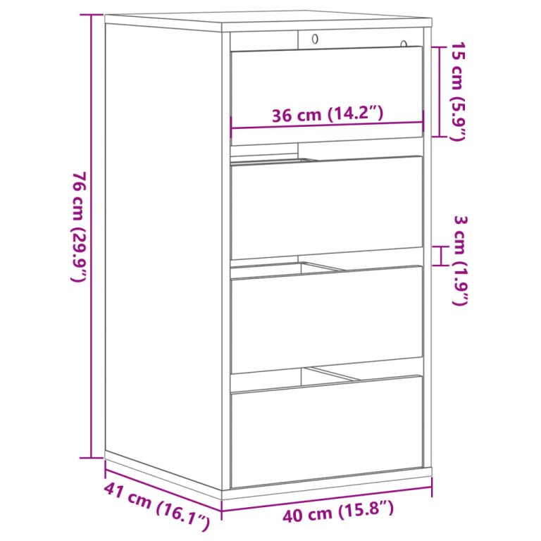 Kutna komoda s ladicama crna 40x41x76 cm od konstruiranog drva