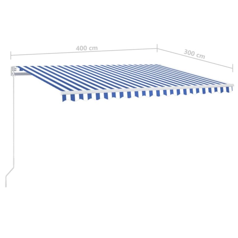 Tenda na ručno uvlačenje LED 400 x 300 cm plavo-bijela