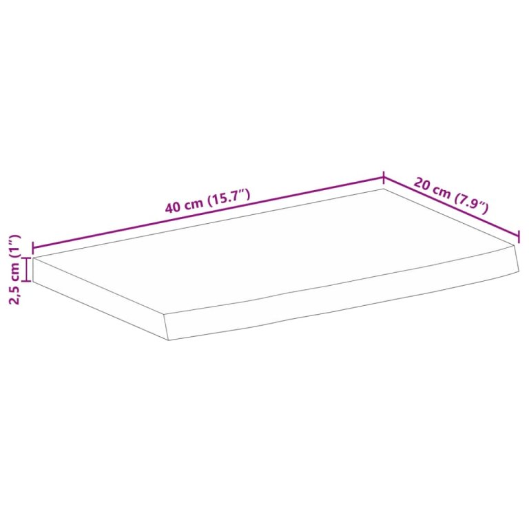 Stolna ploča 40x20x2,5 cm masivno drvo manga sa živim rubom