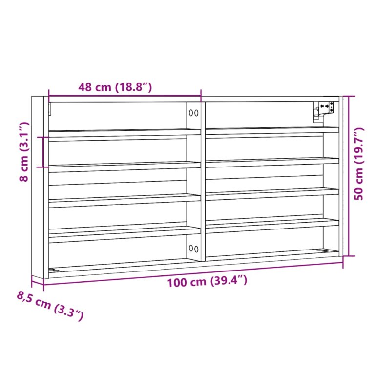 Vitrina boja dimljenog hrasta 100x8,5x50 cm drvena