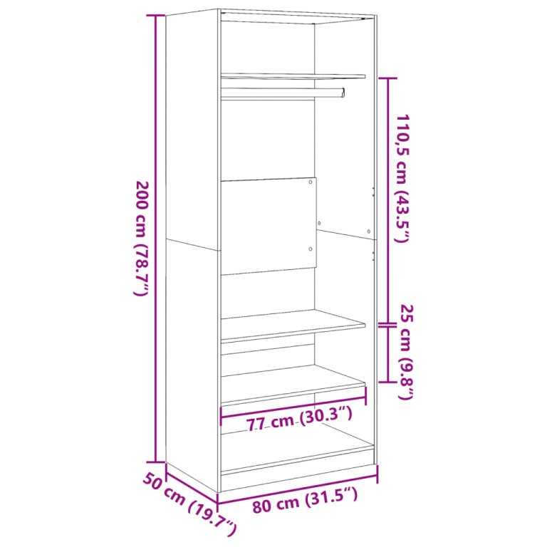 Ormar boja staro drvo 80 x 50 x 200 cm od konstruiranog drva