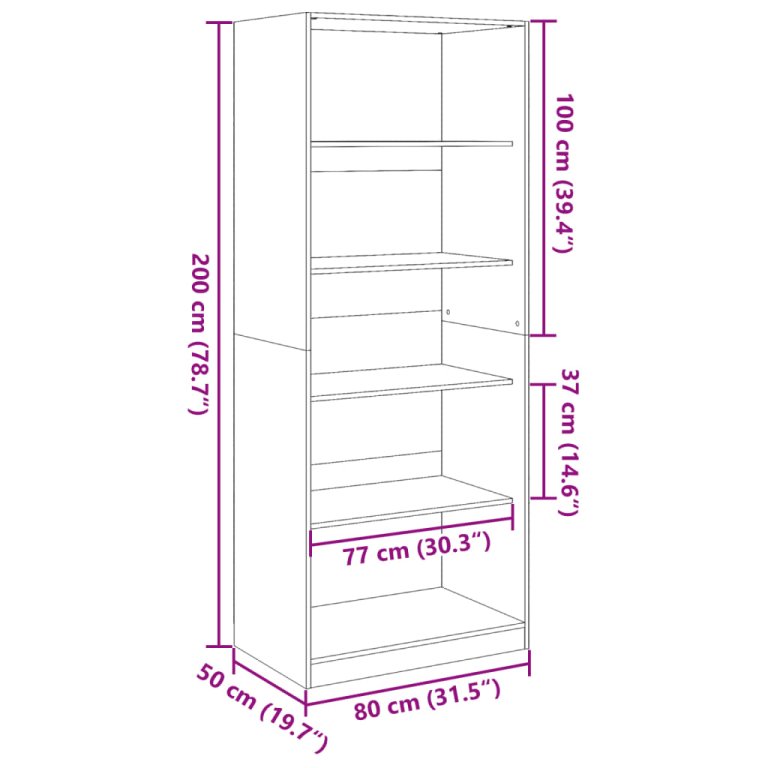 Ormar crni 80 x 50 x 200 cm od konstruiranog drva