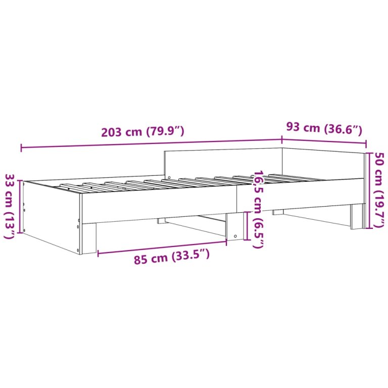 Okvir kreveta boja betona 90x200 cm od konstruiranog drva