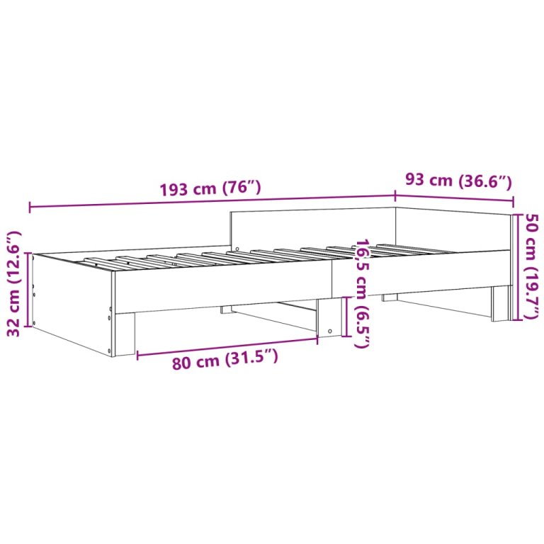 Okvir kreveta boja betona 90 x 190 cm od konstruiranog drva