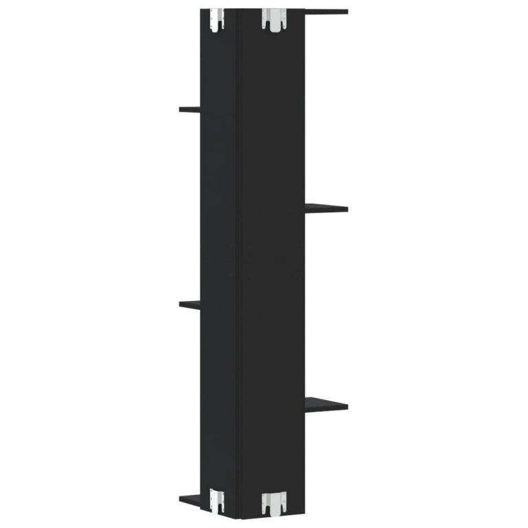 Kutna zidna polica crna 36,5x36,5x140 cm konstruirano drvo