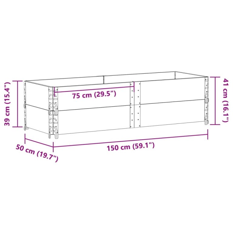 Vrtna sadilica crna 150x50 cm od masivne borovine