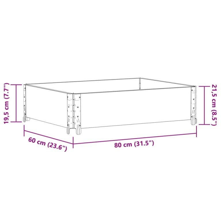 Vrtna sadilica crna 80x60 cm od masivne borovine