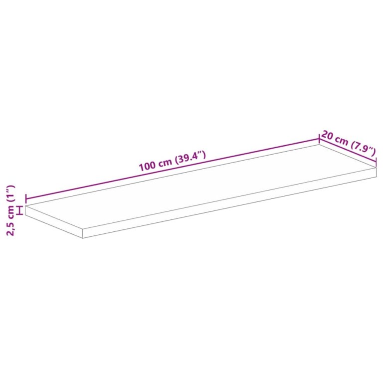 Stolna ploča 100x20x2,5 cm pravokutna od masivnog drva manga