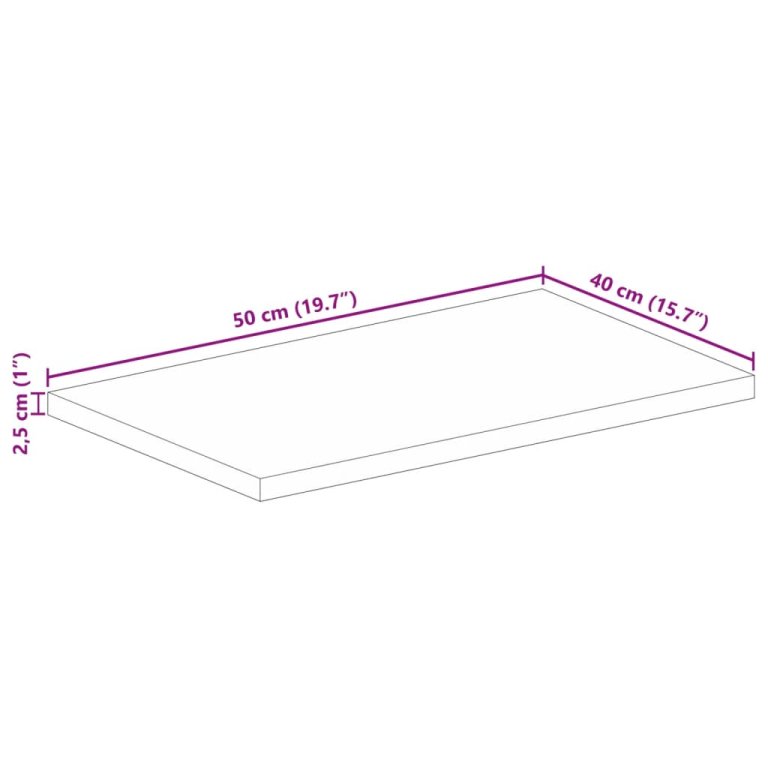 Stolna ploča 50x40x2,5 cm pravokutna od masivnog drva manga