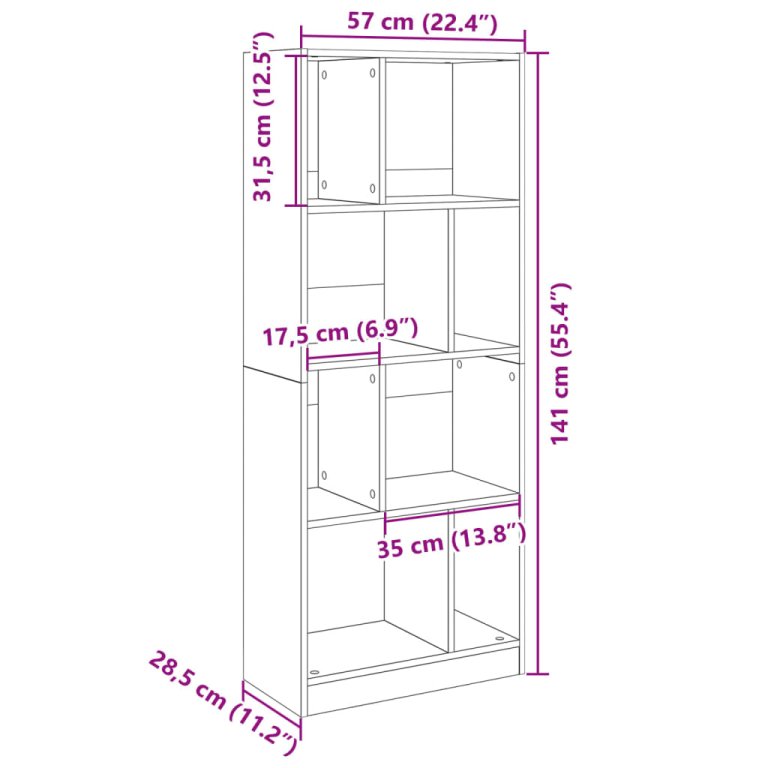 Regal za knjige boja hrasta 57x28,5x141 cm konstruirano drvo