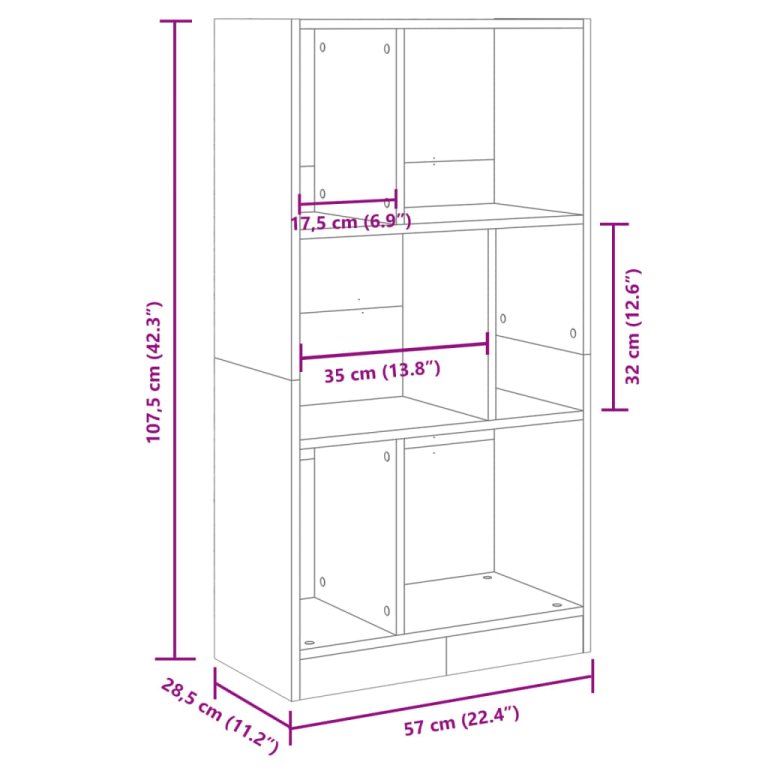 Regal za knjige boja hrasta 57x28,5x107,5 cm konstruirano drvo