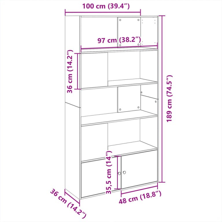 Regal za knjige boja hrasta 100x36x189 cm konstruirano drvo