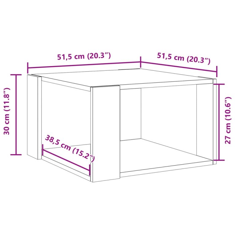 Stolić za kavu boja hrasta 51,5x51,5x30 cm konstruirano drvo