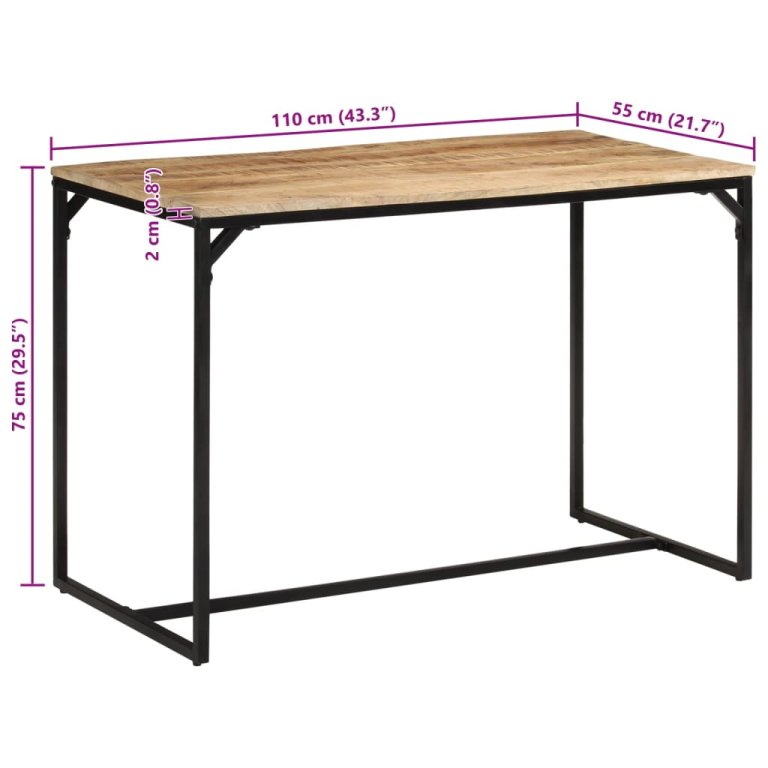 Blagovaonski stol 110 x 55 x 75 cm masivno grubo drvo manga