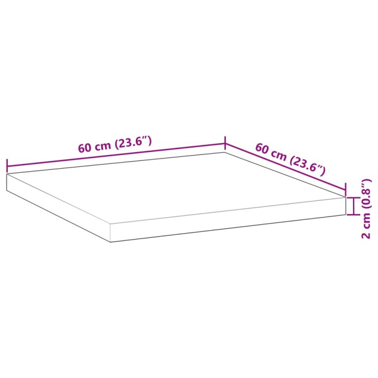 Stolna ploča četvrtasta 60x60x2 cm od masivnog drva bagrema