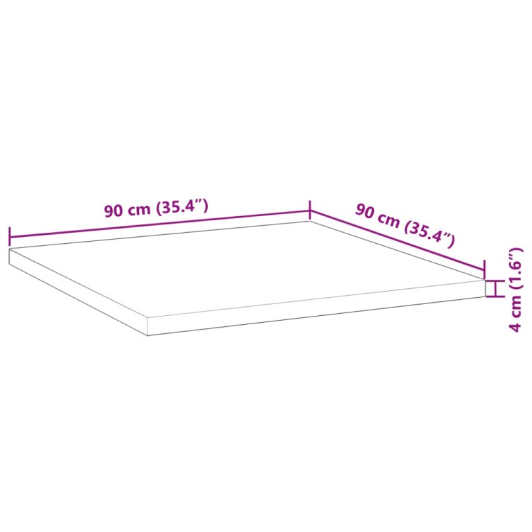 Stolna ploča četvrtasta 90x90x4 cm od masivnog drva bagrema